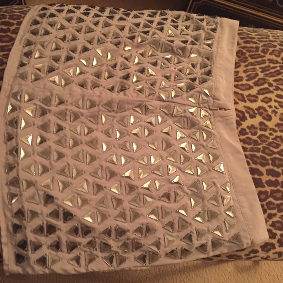 Topshop Lavender Grey Toned Mini Short Skirt with Jems Stones Sz US 10 - Picture 5 of 5